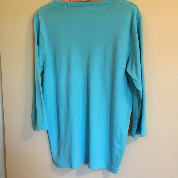 Pretty V neck turquoise three quarter length sleeve tee, excellent condition! - Picture 9 of 16